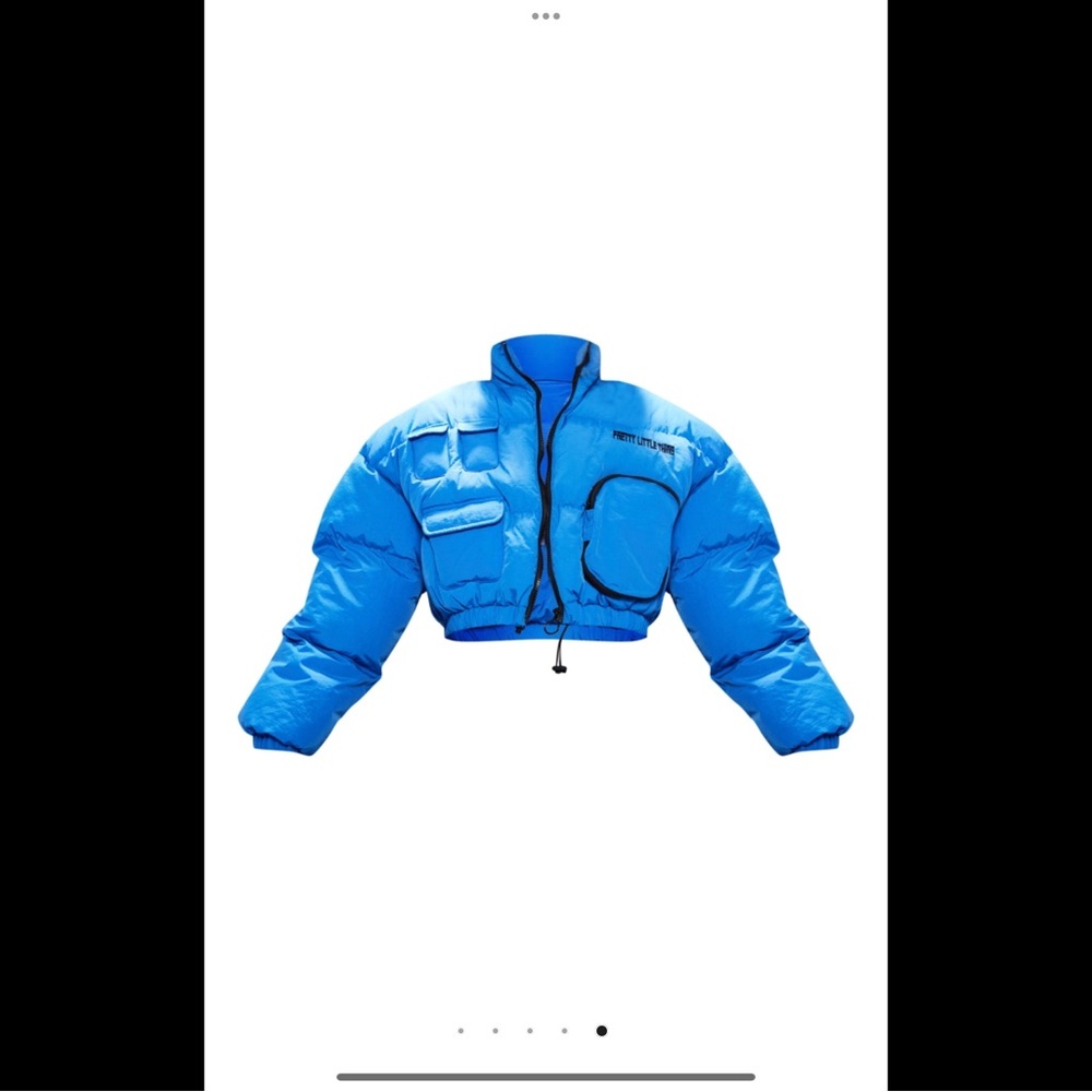 PLT Blue Utility Pocket Detail Crop Bomber Jacket